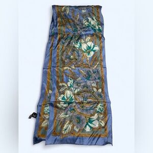 Floral Silk Oscar De Le Renta Scarf in Blue and Green